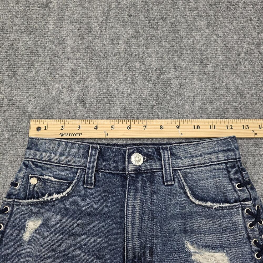 Hudson Jean Shorts Womens 23 Blue Sade Lace Up Cut Off Denim Distressed Mid Rise - Picture 4 of 16